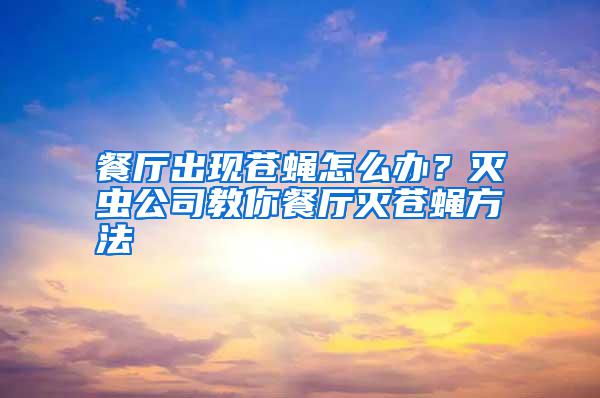 餐廳出現蒼蠅怎么辦？滅蟲公司教你餐廳滅蒼蠅方法